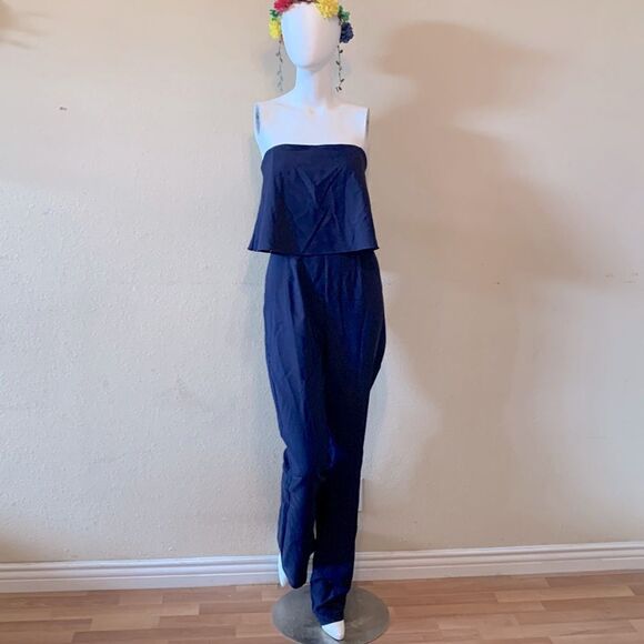 Socialite Navy Blue Popover Jumpsuit Size Lg & XL - Picture 2 of 10
